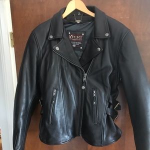 Black Leather Motorcycle Riding Jacket